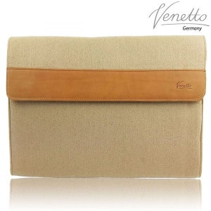 DIN A4 business mallette porte-documents pour hommes femmes sac unisexe de feutre avec cappuccino d’applications en cuir véritable brun