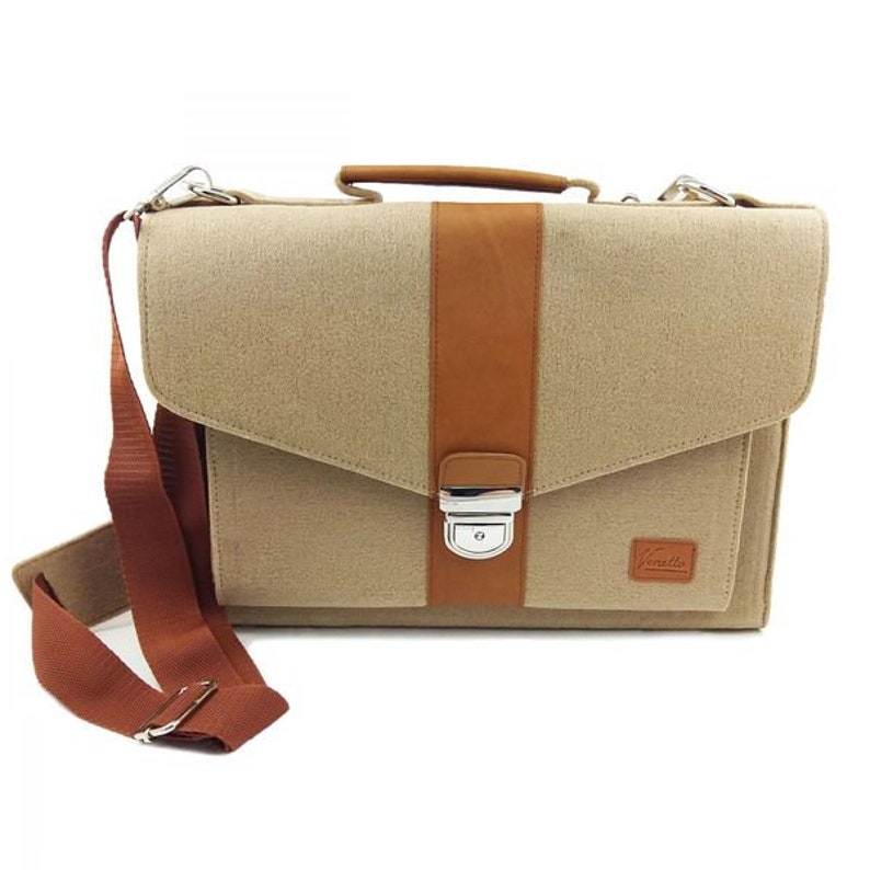 Laptop bag handbag Business bag handbag Cappuccino Brown image 2