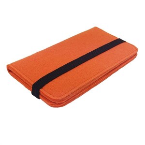 5.2-6.4 bookstyle wallet pouch case case made of felt cover for smartphone orange image 4