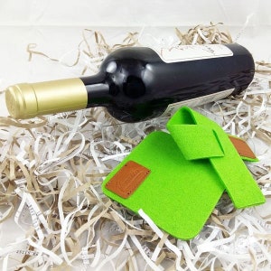 Wijn mouw wijn kraag sjaal infuus lekbak met onderzetters gemaakt van vilt groen licht afbeelding 2