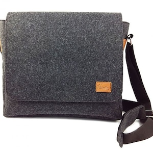 Men's Bag Crossbody Bag Shoulder Bag Felt Bag Felt and Leather also for MacBook / Surface / Laptop black image 1