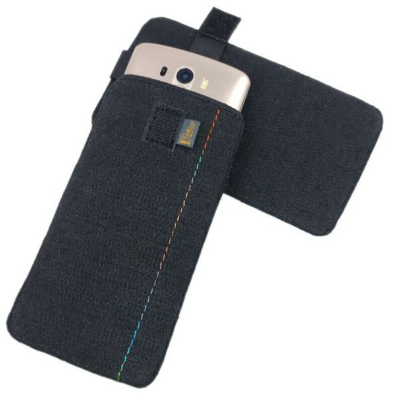 5-6.4 cellphone zak tas van vilt case for iPhone zwart afbeelding 1