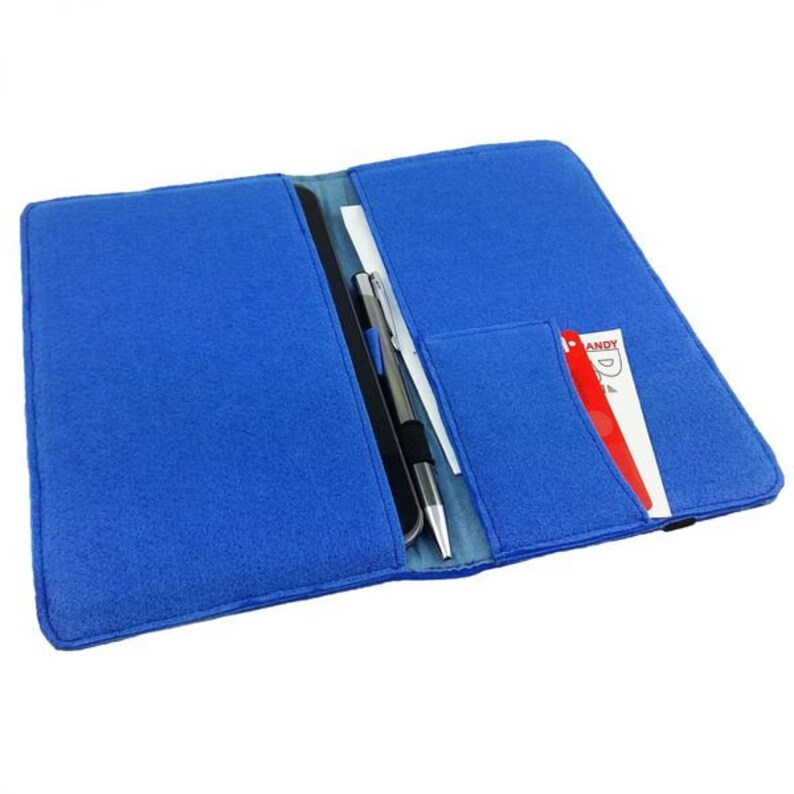 9.1-10.1 Customs organizer bag made of felt felt bag Filzhülle cover Tablethülle cover with card compartment, universal blue light image 2