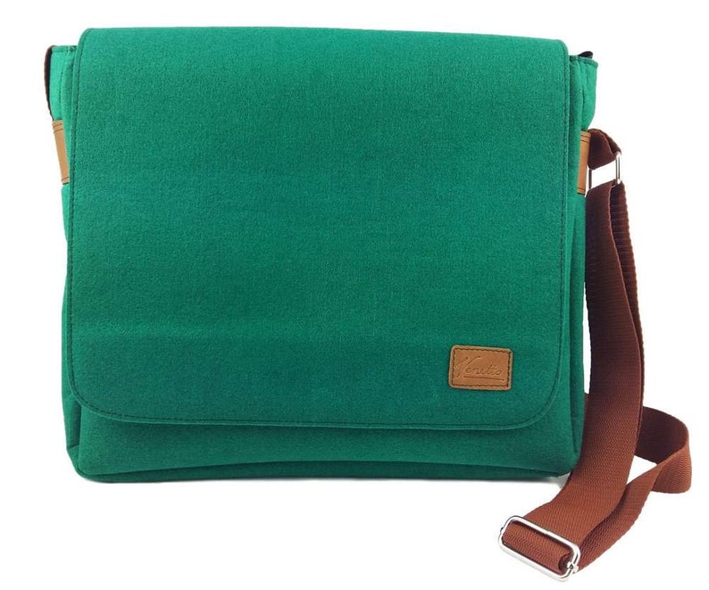 Men's bag Messenger Bag Shoulder bag shoulder bag handbag made of felt green dark imagen 1