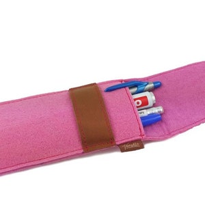 Case Elf Case Pencils glasses Filzetui with leather clasp pink image 4