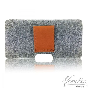 5.0-6.4 horizontal Cross bag waist pocket bag made of felt protective cover for mobile phone grey image 2