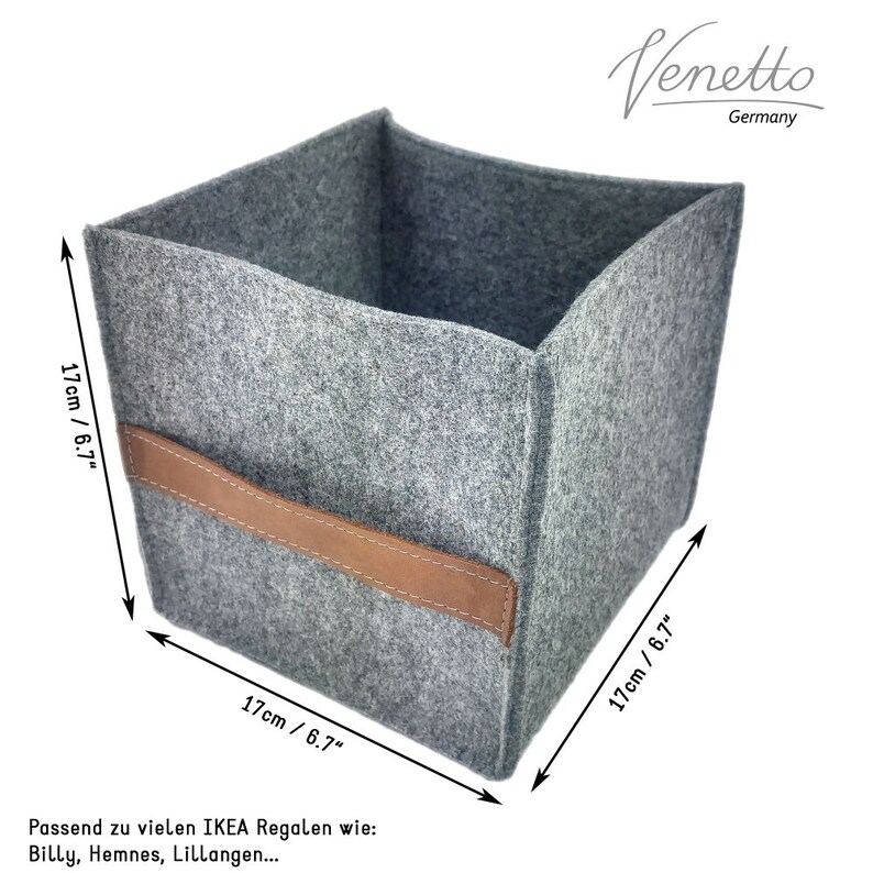 3-set Box felt box storage Box storage Box box for Allelei Also for IKEA Shelves grey image 2