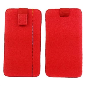 5-6.4 Universal pouch for cell phone cover case, red, felt image 2