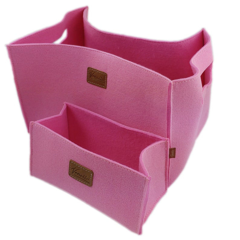 2 boîte boîte feutre poitrine stockage panier boîte feutre panier de rangement rose image 1
