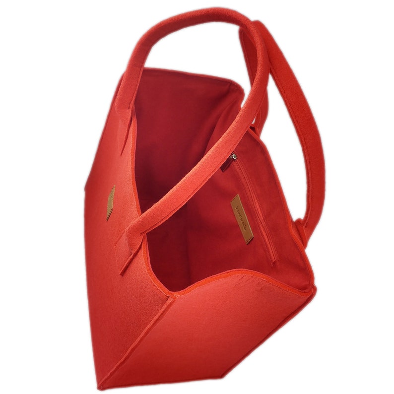 Red Shopper Damentasche Handtasche Filztasche Filz rot 画像 3