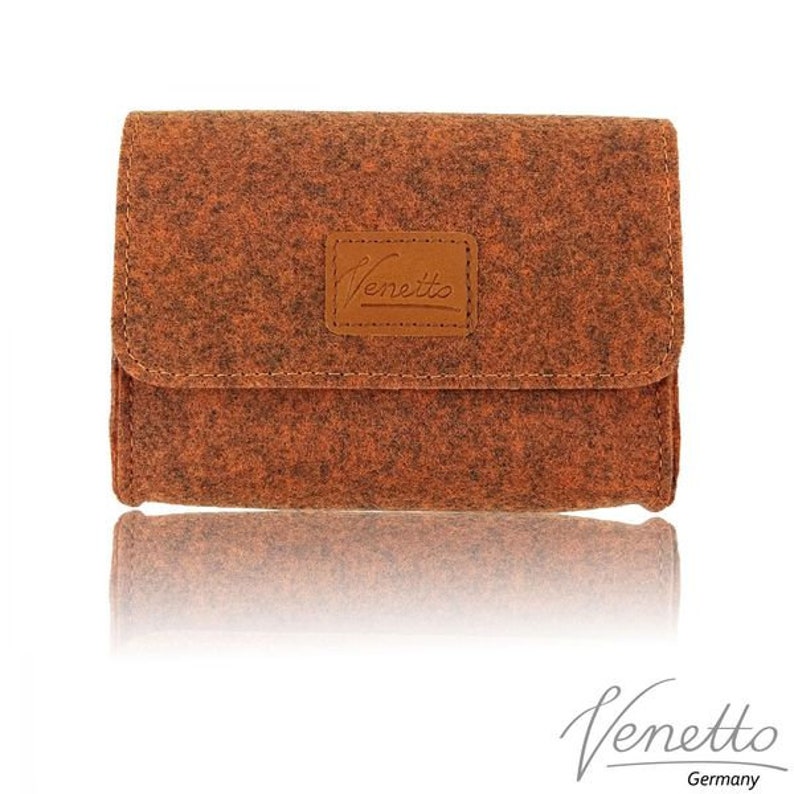 Pouch Mini Cosmetic Bag case bag made of felt for accessories orange mottled image 2