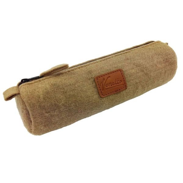 Spring Pencil pen Bag pencil Stifterolle Schlamperrolle student case made of felt Cappucino Brown