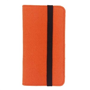 5.2-6.4 bookstyle wallet pouch case case made of felt cover for smartphone orange image 2