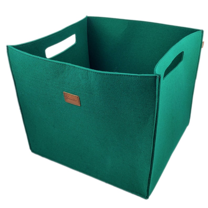 3-set Large box felt box storage box made of felt green image 1