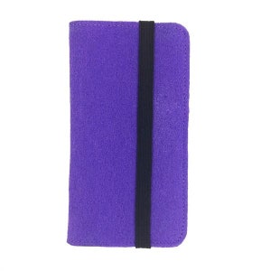 5.2-6.4 Bookstyle portefeuille affaire Sac housse housse pour mobile du feutre violet pourpre image 2