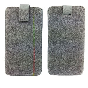 5-6.4 Smartphone mobile Pocket bag borsa custodia cover da feltro per cellulare grigio immagine 2