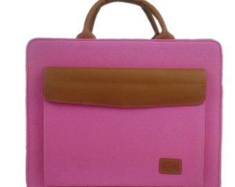 Businesstasche Handtasche Damentasche Grau Filztasche Aktentasche Büro-Tasche Ledertasche Filz 13 Zoll Laptop Schulter Tasche Damen Pink