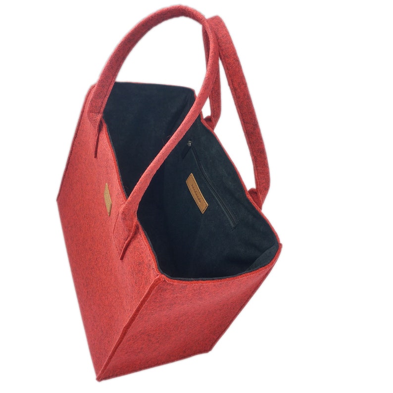 Shopper borsa donna borsa borsa rossa feltro immagine 3