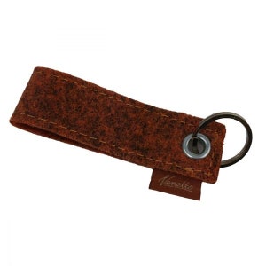 Key Ring Keychain felt band made of felt with ring keyring pendant for key, orange mottled