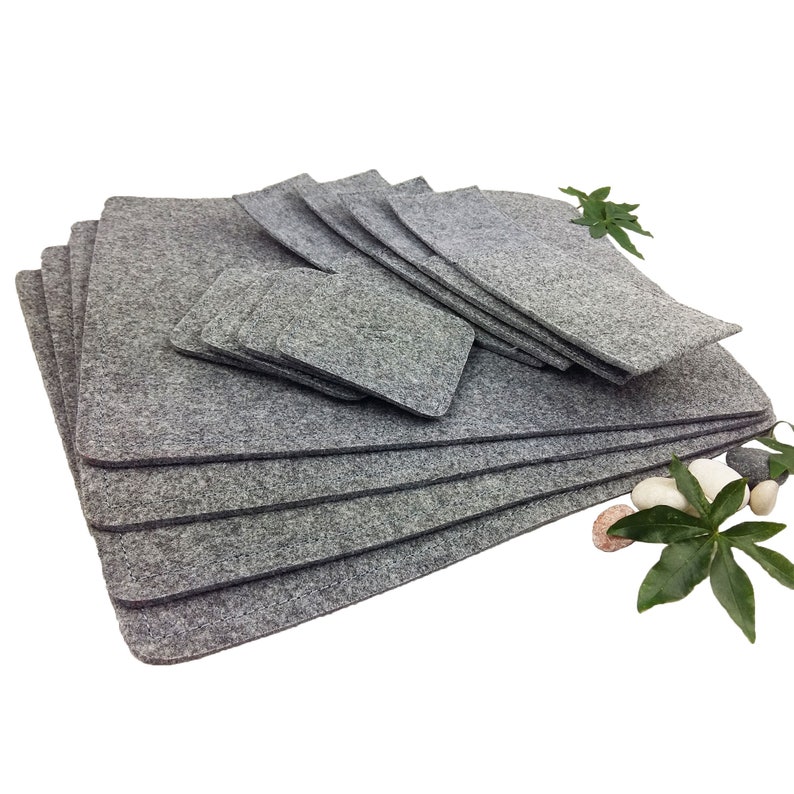 4-seat set table set table decoration place mats made of felt felt deco grey image 4