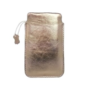 6,4 Echtleder Tasche aus Leder Hülle Einstecktasche Schutzhülle Etui für Smartphone, Goldig Bild 2
