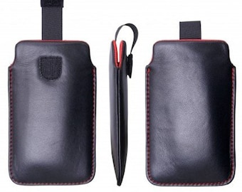 Cuir véritable cuir cas sac étui sac Etui en cuir pour iPhone 6, + 7 plus, Samsung S7, S8, S8, cadeau pour lui, cuir d’agneau