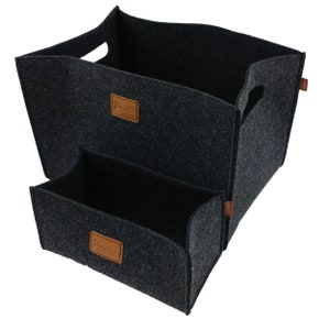 Set of 2 box felt box storage box softbox storage basket for Ikea shelf, trunk, basement shelf, shelf basket, black image 1