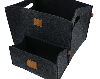 Set di 2 scatole in feltro, scatole portaoggetti, cestini portaoggetti softbox per scaffale Ikea, baule, scaffale per seminterrato, cestino per scaffali, nero