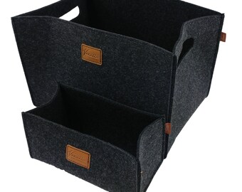 2-set box felt box storage box Softbox storage basket for Ikea shelf, trunk, basement shelf, shelf basket, black