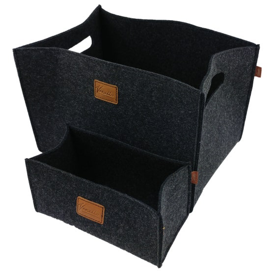 2-set Box Felt Box Storage Box Softbox Storage Basket for Ikea Shelf, Trunk,  Basement Shelf, Shelf Basket, Black 