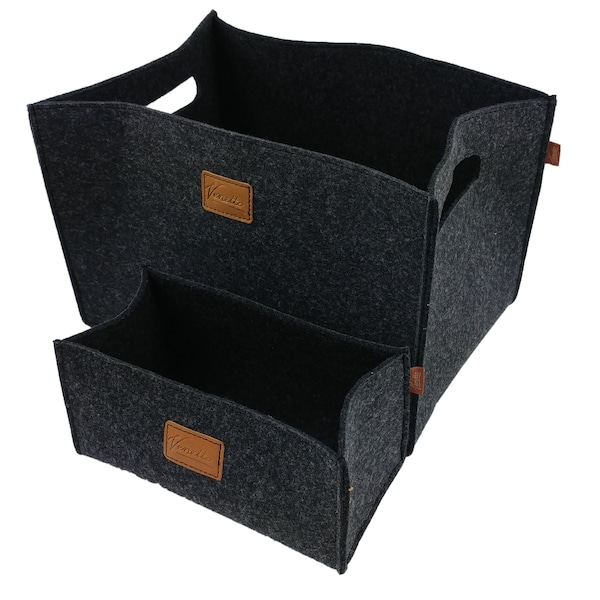 Set of 2 box felt box storage box softbox storage basket for Ikea shelf, trunk, basement shelf, shelf basket, black