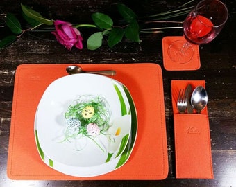 2-er Platzset Tischdekoration Platzmatten Tischset Tischmatten Tischschoner Untersetzer aus Filz, Orange