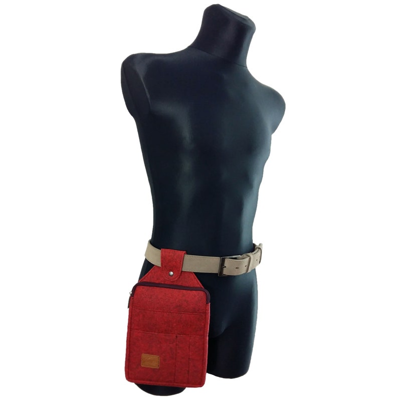 Sac banane sac de taille Fanny Pack fonctionne poche en feutre, rouge image 2