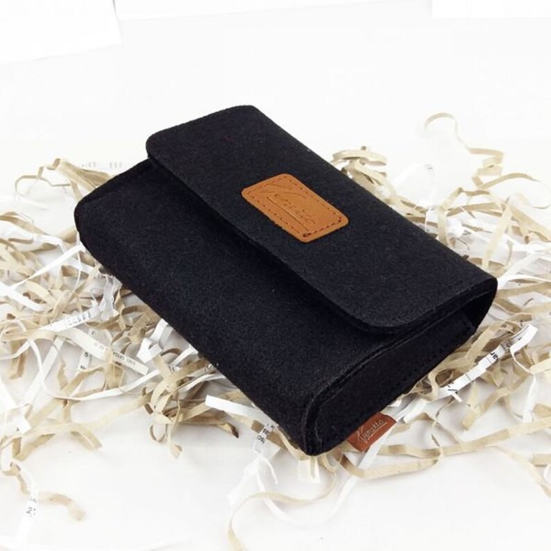 Pouch Mini pouch made of felt for accessories and accessories, power supply, PC mouse, e-cigarette, cosmetics, black image 3