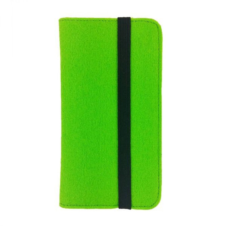 5.2-6.4 Bookstyle wallet case sleeve cover folding bag folding sleeve, felt, green image 2