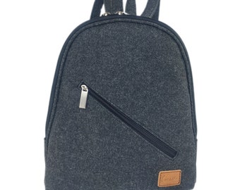 Venetto Mini Rucksack Tasche aus Filz Filzrucksack klein unisex handgemacht schwarz