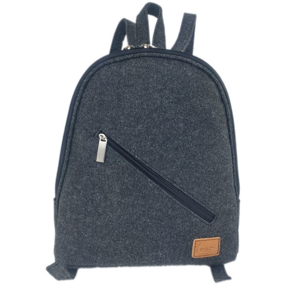 Venetto Mini Rucksack Tasche aus Filz Filzrucksack klein unisex handgemacht schwarz