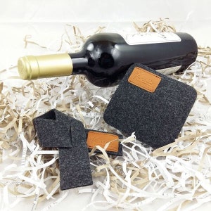 Wine Manchette Drop Catcher Wine Collar made of Felt Wine Collar Coasters Black Melted image 2