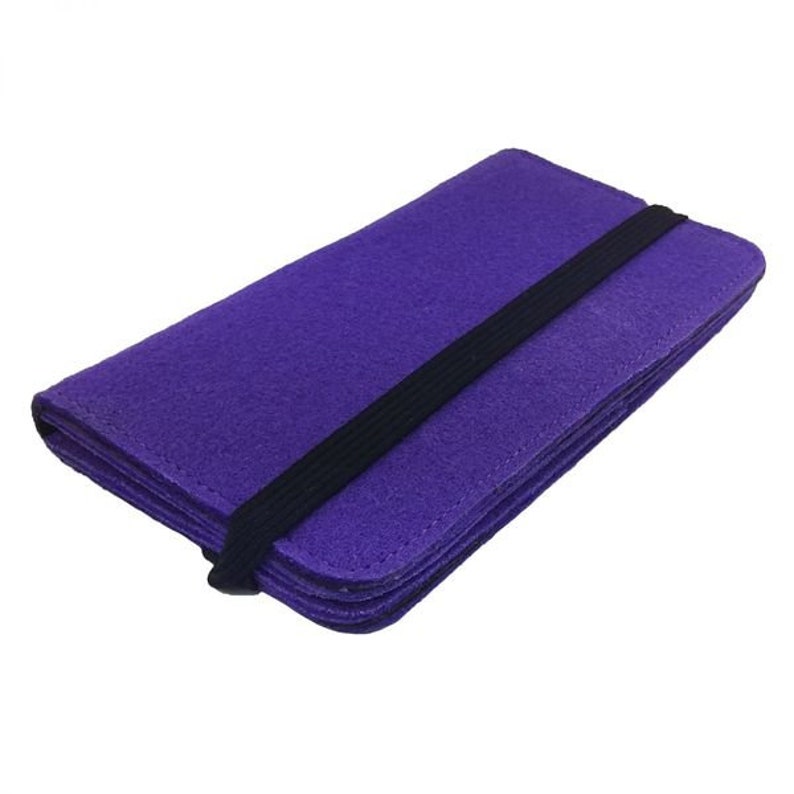 5.2-6.4 Bookstyle portefeuille affaire Sac housse housse pour mobile du feutre violet pourpre image 3