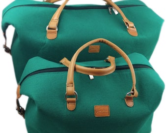 2-er set travel bag handbag shopping bag Hadgepäck-bag airplane-Bag green