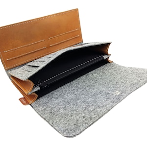 Portefeuille en cuir de portefeuille portefeuille long sac à main et échange fil gris image 5