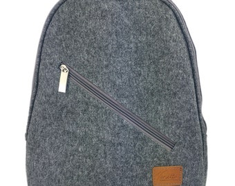 Venetto Mini Zaino Borsa in feltro piccolo unisex fatto a mano grigio