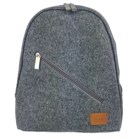 grey felt backpack