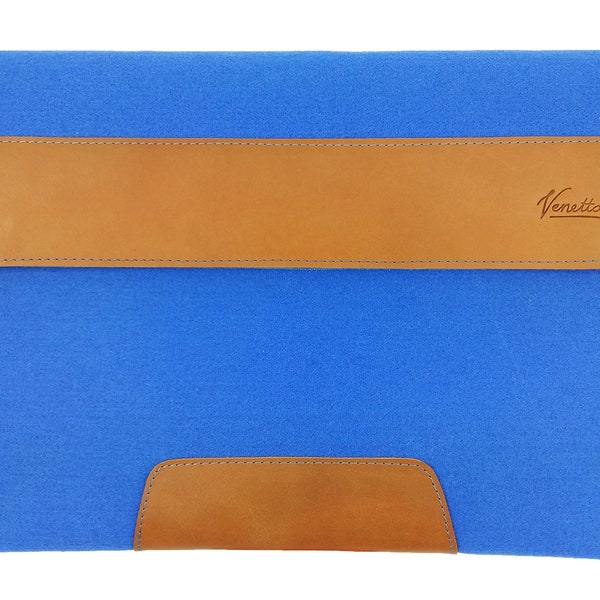 For 12.9" iPad Pro, 13" MacBook case, felt case, protective sleeve made of felt for notebook leather case, ultrabook, light blue