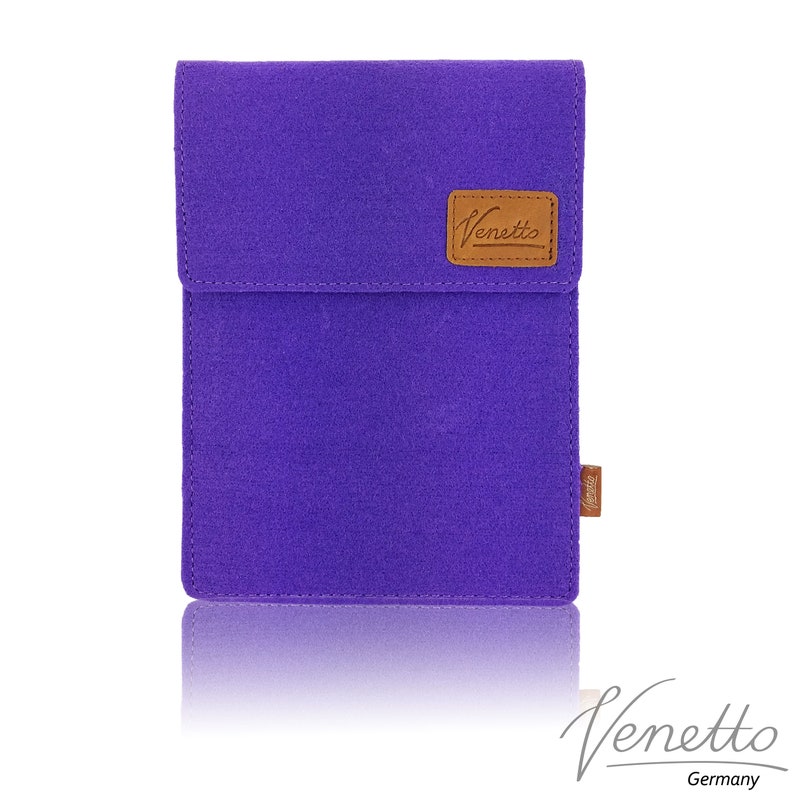 6 inch pocket for ebook reader sleeve made of felt sleeve case protective cover bag felt bag, purple image 1