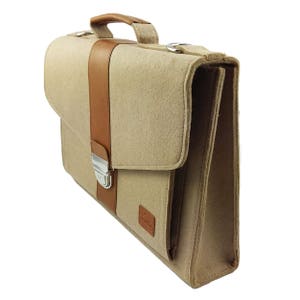 Business bag handmade shoulder bag document bag briefcase handbag laptop notebook bag men women with leather applications image 5