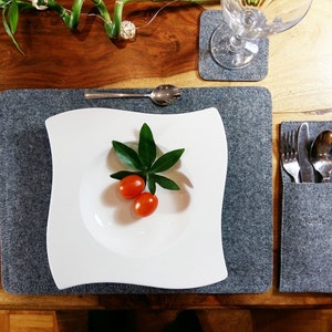 4-seat set table set table decoration place mats made of felt felt deco grey image 1