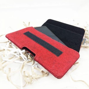 5.0-6.4 felt bag mobile phone case pouch case made of felt for belt belt bag Cross pocket, red image 4