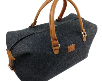 Venetto bagage sac business sac de voyage Weekender de feutre et sac en cuir brun noir