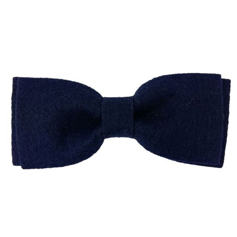 Unique mens fly bow fly made of felt with insert cloth, blue dark blue image 4